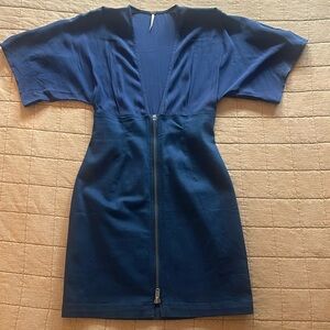 Free People Plunging V zip up dress, worn once! Flattering and sexy, SIZE SMALL